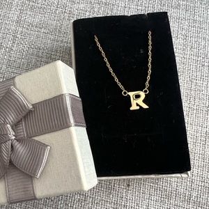NEW 316L stainless & gold plated “R” Charm Necklace